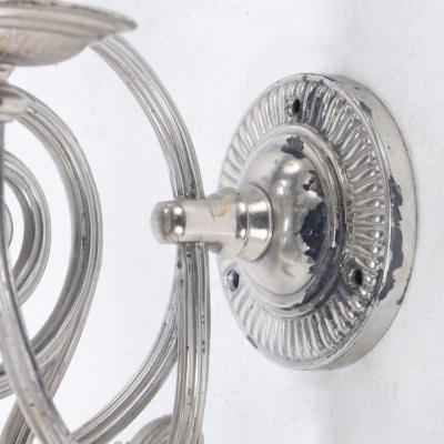 A Pair of American Silver Plated Three Light Sconces C 1920 