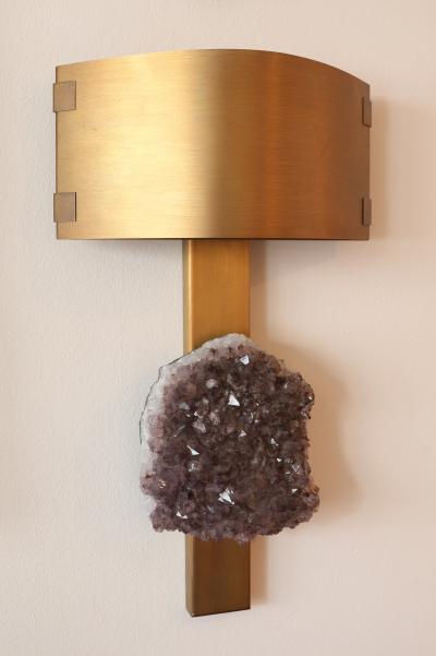 A Pair of Amethyst Crystal Wall Lights circa 2010