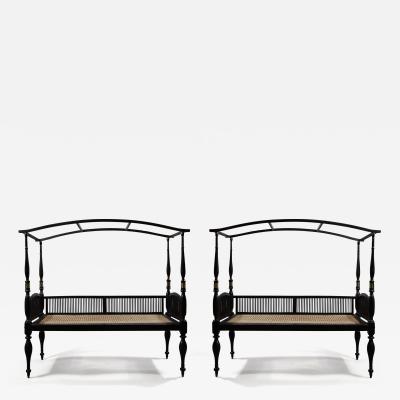 A Pair of Anglo Indian Solid Ebony Daybeds Circa 1840