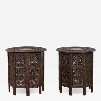 A Pair of Anglo Indian Taboret Tables