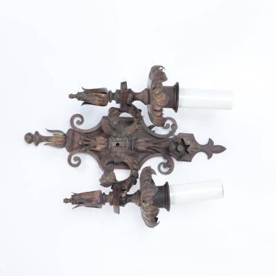 A Pair of Antique wrought iron floral sconces Circa 1920 