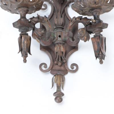 A Pair of Antique wrought iron floral sconces Circa 1920 