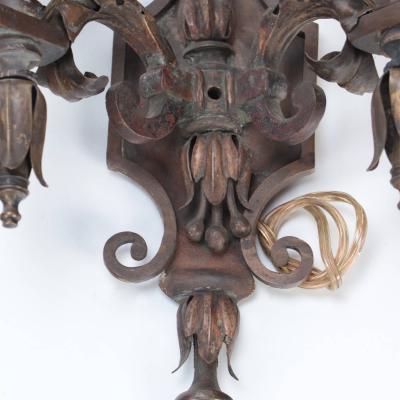 A Pair of Antique wrought iron floral sconces Circa 1920 