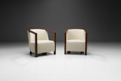 A Pair of Art Deco Armchairs with Stained Wood Europe ca 1930s