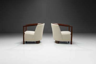 A Pair of Art Deco Armchairs with Stained Wood Europe ca 1930s
