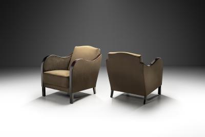 A Pair of Art Deco Velvet Armchairs Europe First Half of the 20th Century