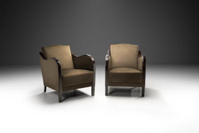 A Pair of Art Deco Velvet Armchairs Europe First Half of the 20th Century