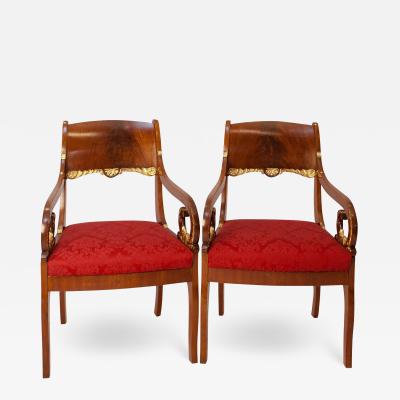 A Pair of Baltic Mahogany Armchairs circa 1900