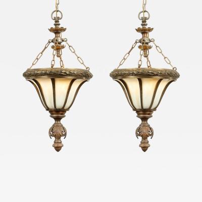 A Pair of Belle Epoque Bronze Hanging Lanterns