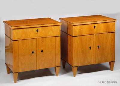A Pair of Biedermeier Style Two Door Night Stands by Iliad Design