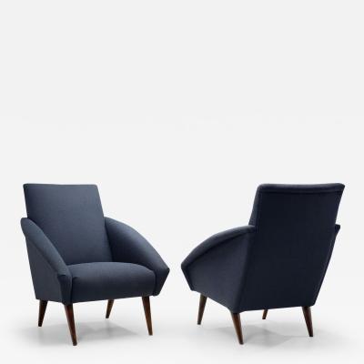 A Pair of Blue Mid Century Armchairs Europe 1950s