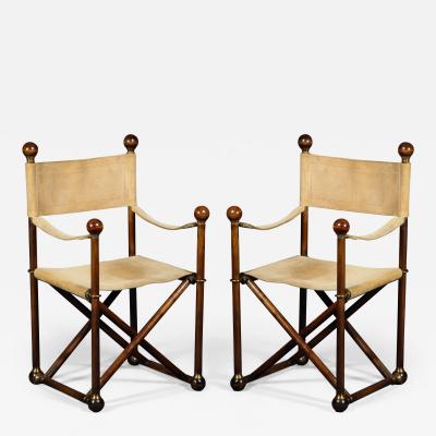 A Pair of Brass Mounted Charles X Style French Campaign Chairs