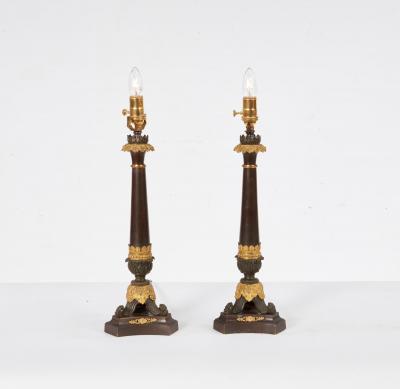 A Pair of Bronze Neoclassical Lamps