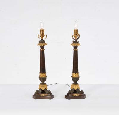 A Pair of Bronze Neoclassical Lamps