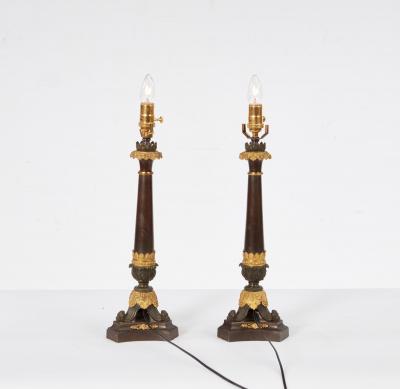 A Pair of Bronze Neoclassical Lamps