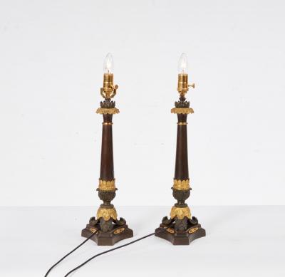 A Pair of Bronze Neoclassical Lamps