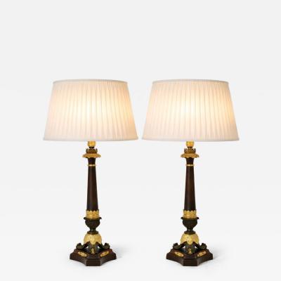 A Pair of Bronze Neoclassical Lamps