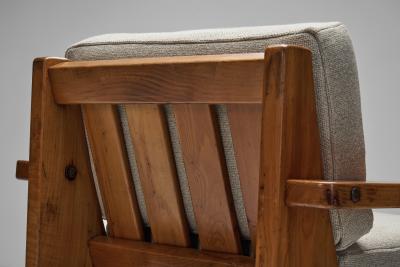 A Pair of Brutalist Oak Armchairs Spain 1960s