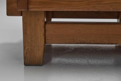 A Pair of Brutalist Oak Armchairs Spain 1960s