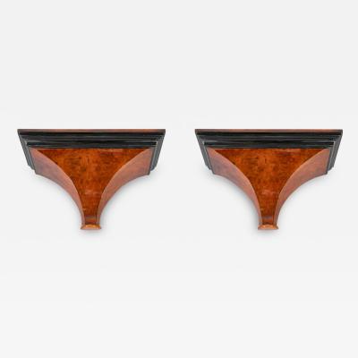 A Pair of Burl Walnut Wall Brackets