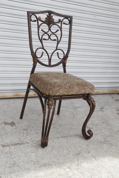 A Pair of Cafe Side Accent Wrought Iron Chairs