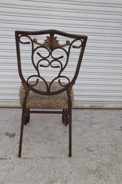 A Pair of Cafe Side Accent Wrought Iron Chairs