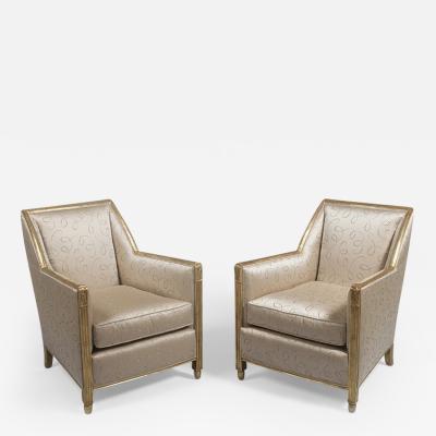 A Pair of Carved and Gilt Art Deco Club Chairs by Dim