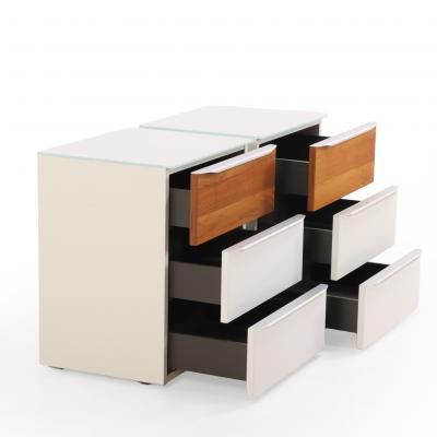 A Pair of Contemporary H lsta White Lacquer Nightstands