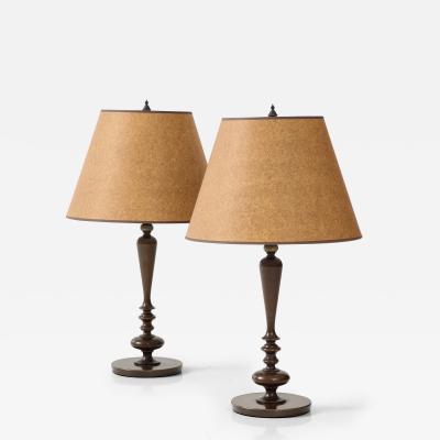 A Pair of Danish Deco Patinated Bronze Table lamps Circa 1930s