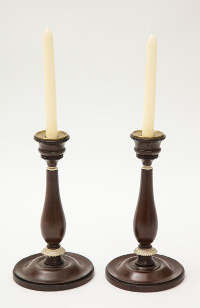 A Pair of Danish Empire Painted and bone candlesticks Circa 1810