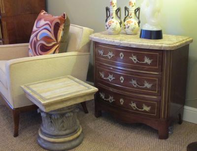 A Pair of Danish Empire Style Mahogany Bow Front Inalid Chests