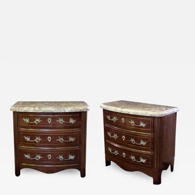 A Pair of Danish Empire Style Mahogany Bow Front Inalid Chests