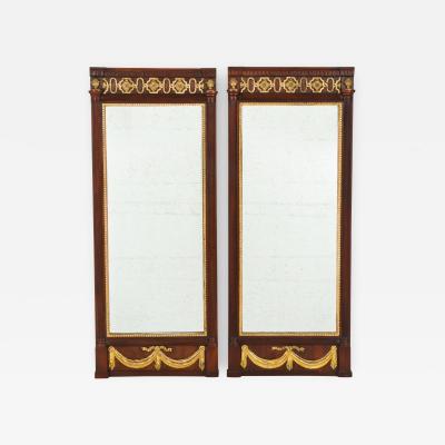 A Pair of Danish Louis XVI Mahogany and Parcel Gilt Mirrors Circa 1790s