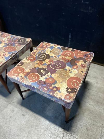 A Pair of Dunbar Thebes Stools In Jack Lenor Larsen Samarkand Velvet