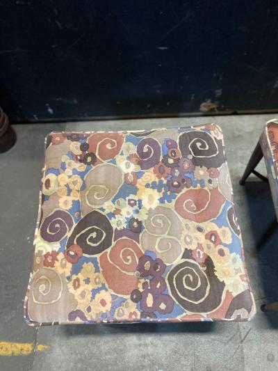 A Pair of Dunbar Thebes Stools In Jack Lenor Larsen Samarkand Velvet