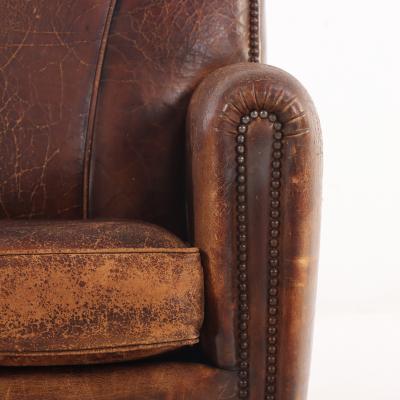 A Pair of Dutch Art Deco style Leather Club Chairs C 1950 