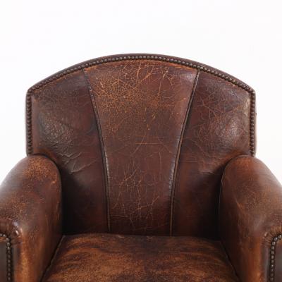 A Pair of Dutch Art Deco style Leather Club Chairs C 1950 