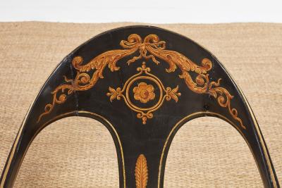 A Pair of Early 19th c Painted Regency Spoonback Chairs