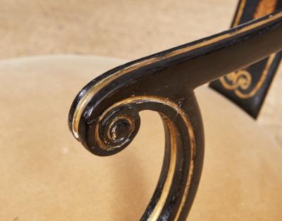 A Pair of Early 19th c Painted Regency Spoonback Chairs