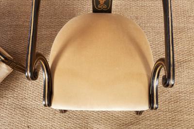 A Pair of Early 19th c Painted Regency Spoonback Chairs