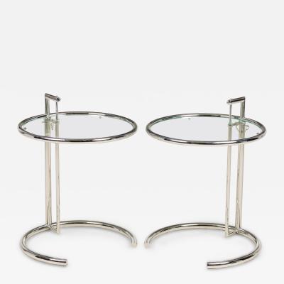 A Pair of Eileen Gray Polished Chrome and Glass Tables