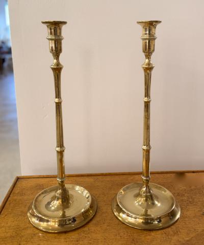 A Pair of English Brass Candle Sticks circa 1870