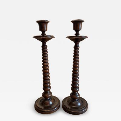 A Pair of English Mahogany Candlesticks circa 1840