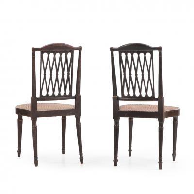 A Pair of English Regency Style Decorated Side Chairs 19th C 