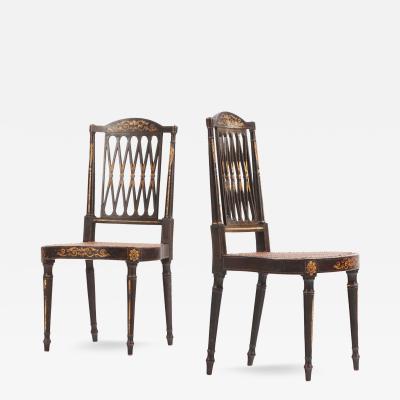 A Pair of English Regency Style Decorated Side Chairs 19th C 