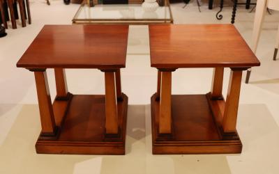 A Pair of English Walnut Side Tables circa 1950
