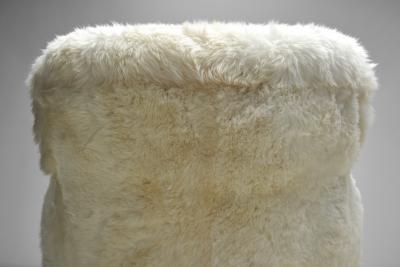 A Pair of European Armchairs in White Sheepskin Europe 20th Century