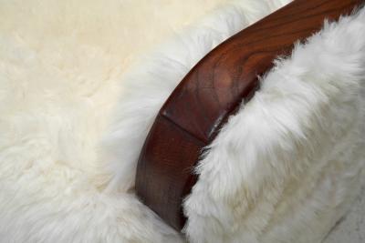 A Pair of European Armchairs in White Sheepskin Europe 20th Century