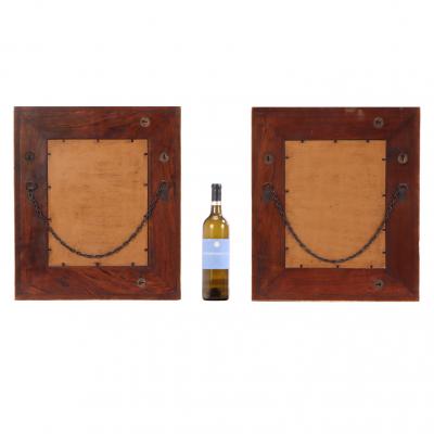 A Pair of Faux Bone Inlaid Mirrors 