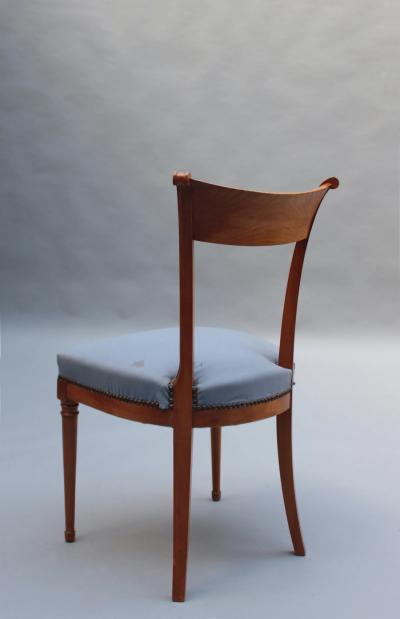 A Pair of Fine French Art Deco Cherry Wood Side Chairs
